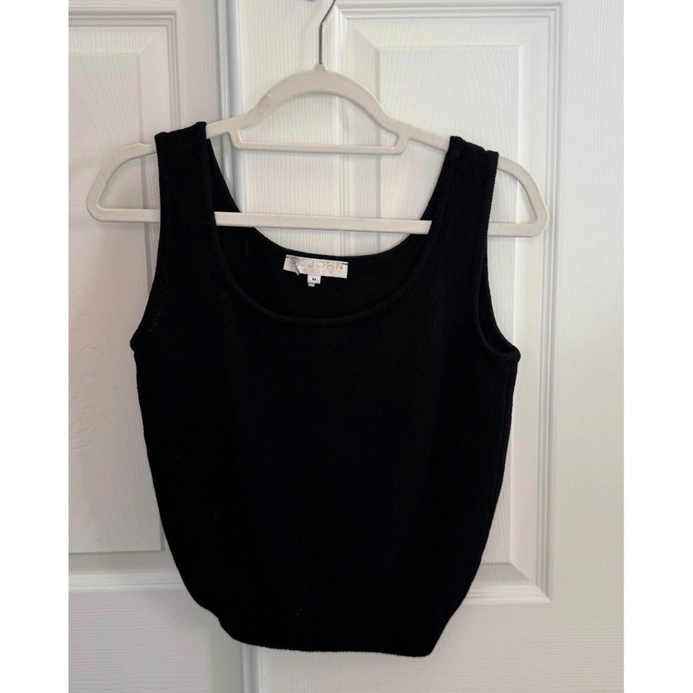 ST. John Cropped Sweater‎ Women's Medium Black Sleeveless Scoop Neck Casual Wear